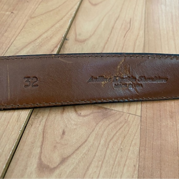 Johnston & Murphy Men\'s Black & White Leather Belt Made In USA Size 32